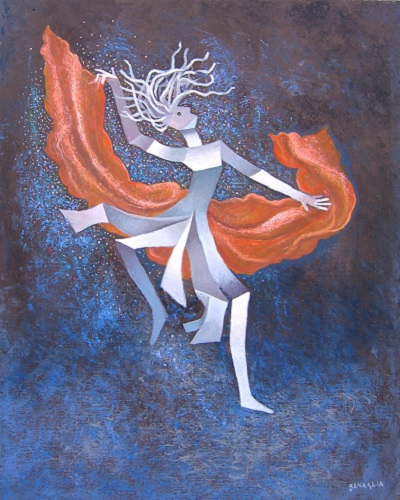 Enrico Benaglia - Danza popolare - olio su tela cm. 100x80 - Copia