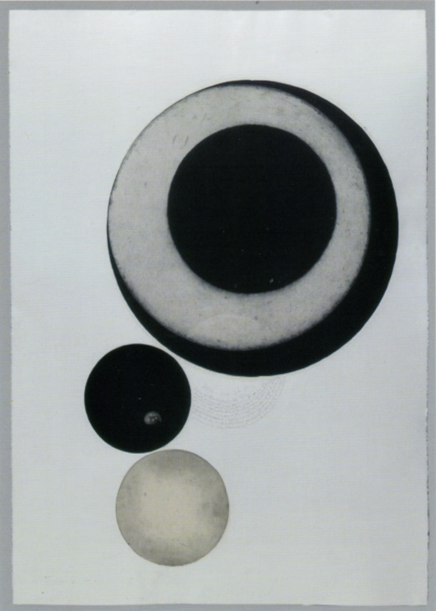 Andrea Lelario, Abraxas, 2014 - Maniera nera, puntasecca su rame, 3 matrici, ø cm. 49,5 - 18,5 - 19,5